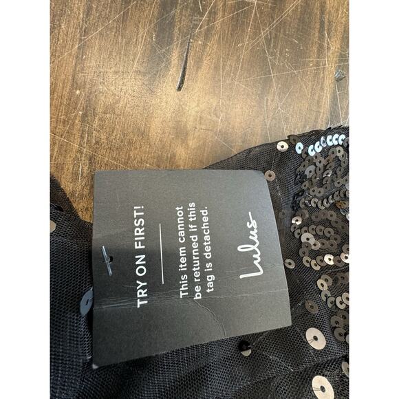 NWT LULUS Reflect Radiance Black Tulle Sequin Tiered Mini Dress L, Goth fairy - Picture 7 of 8